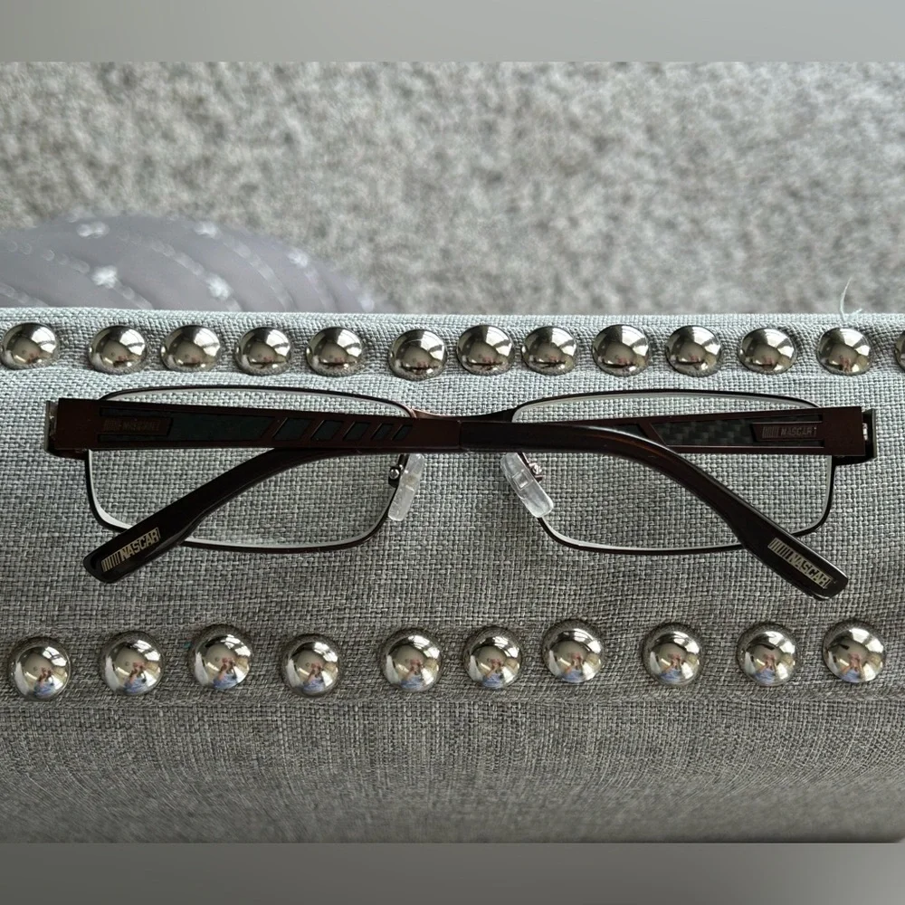 NASCAR NCO 1002 Unisex Eyeglasses Frames BWN DT 55•17•135 Rectangular Wire Rim - Picture 6 of 15